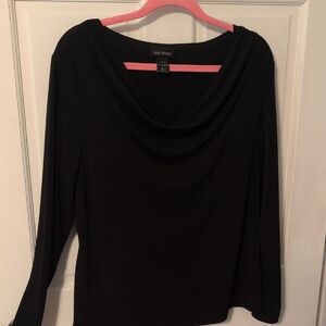 Lane Bryant Black Draped Neck Blouse